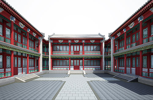 南宝镇北京四合院设计古建筑鸟瞰图展示