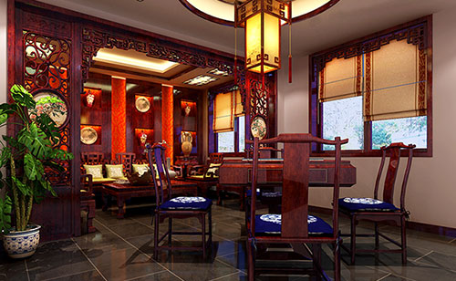 南宝镇古典中式风格茶楼包间设计装修效果图